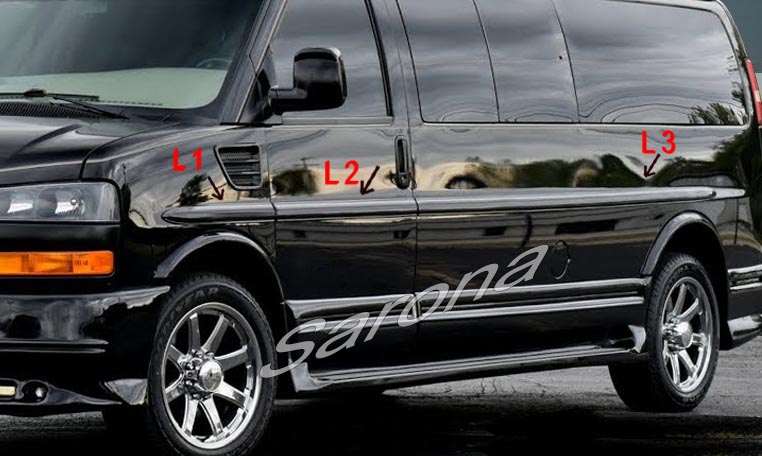 Custom GMC Savana Van  Body Side Molding (2003 - 2024) - $590.00 (Part #GM-001-BD)
